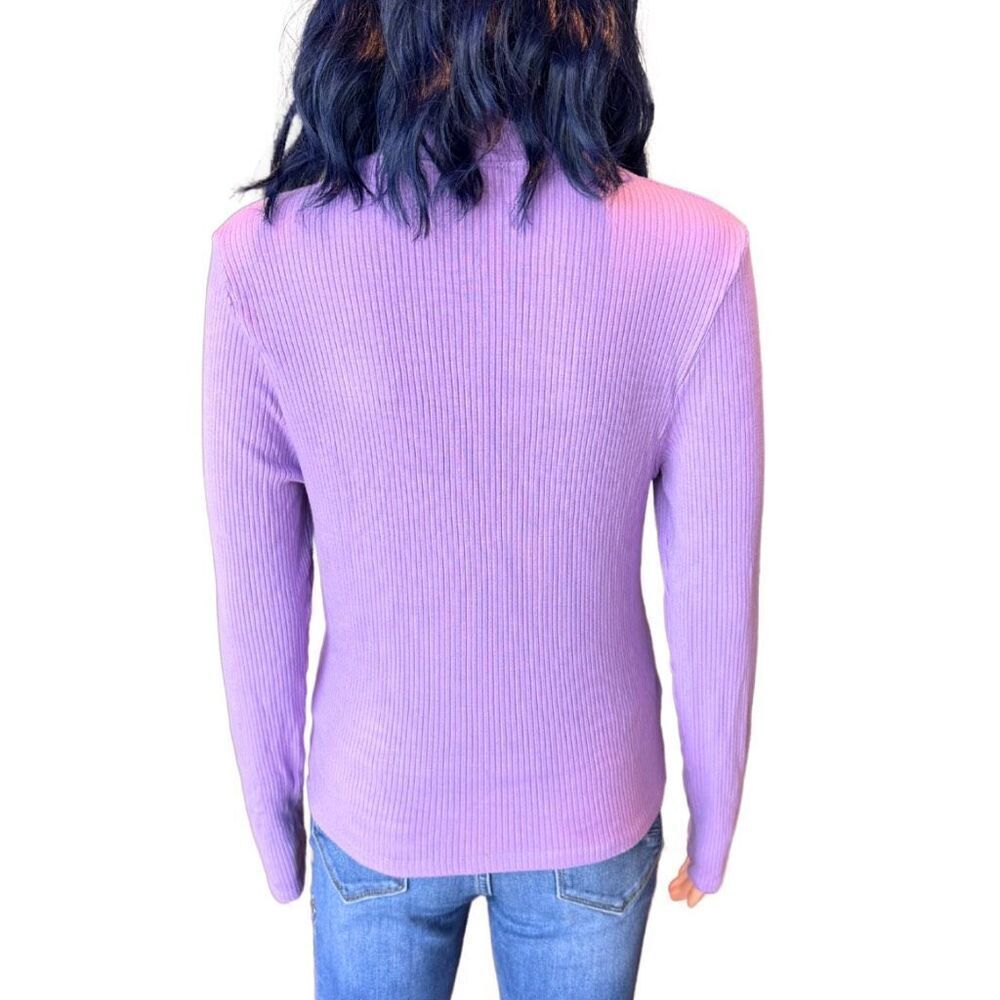 Sundry Ribbed Turtleneck Sweater 3 Large NWOT Purple Lavender Knit Mock Neck Top - Picture 5 of 6